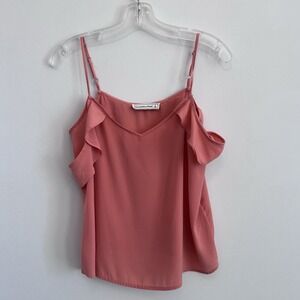 Abercrombie & Fitch Coral Cold Shoulder Blouse Women's Small Ruffle Cami Top